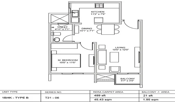 Featured Image of 1 BHK Floor Plan of Birla Trimaya