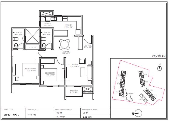 Birla Trimaya 2 BHK 790 Sq Ft Floor Plan